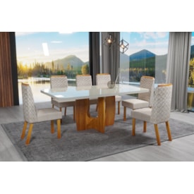 Conjunto de mesa Bom Pastor Luxury 1,80 com 6 cadeiras Áquila Bege