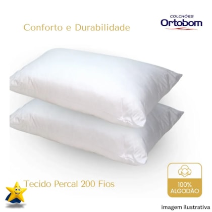 Travesseiro Ortobom Percal 200 Fios &ndash; 100% Algodão